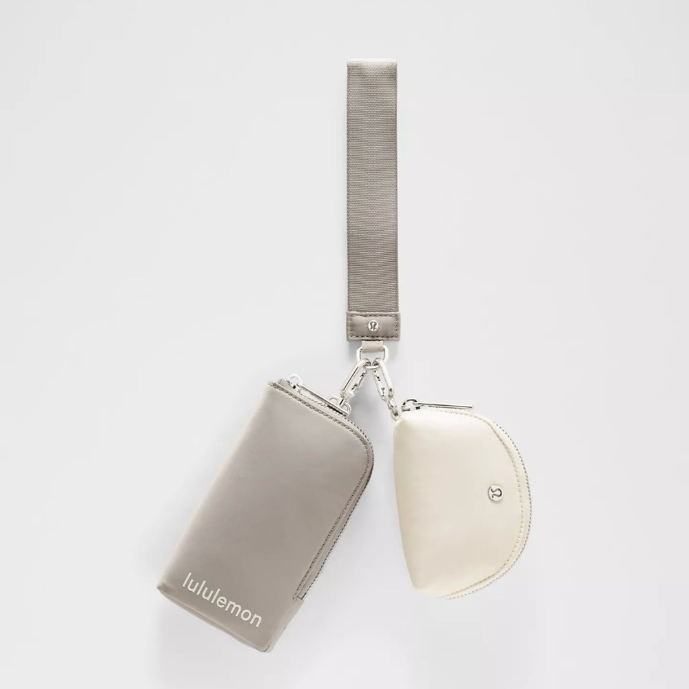 Lululemon Athletica Gray and Cream Wallet Set
